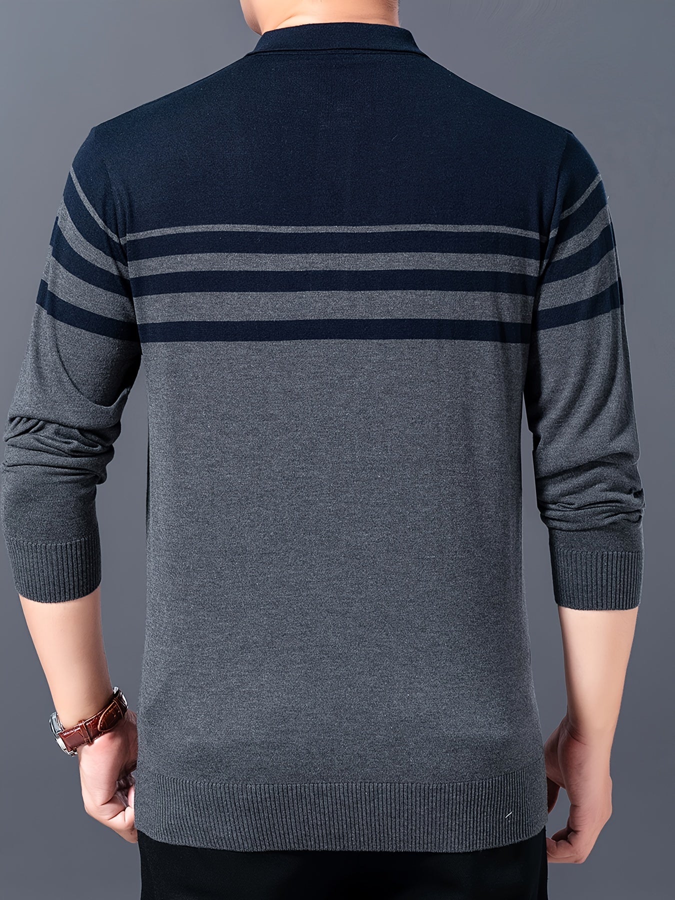 Stylowy sweter mêski w paski z klapami