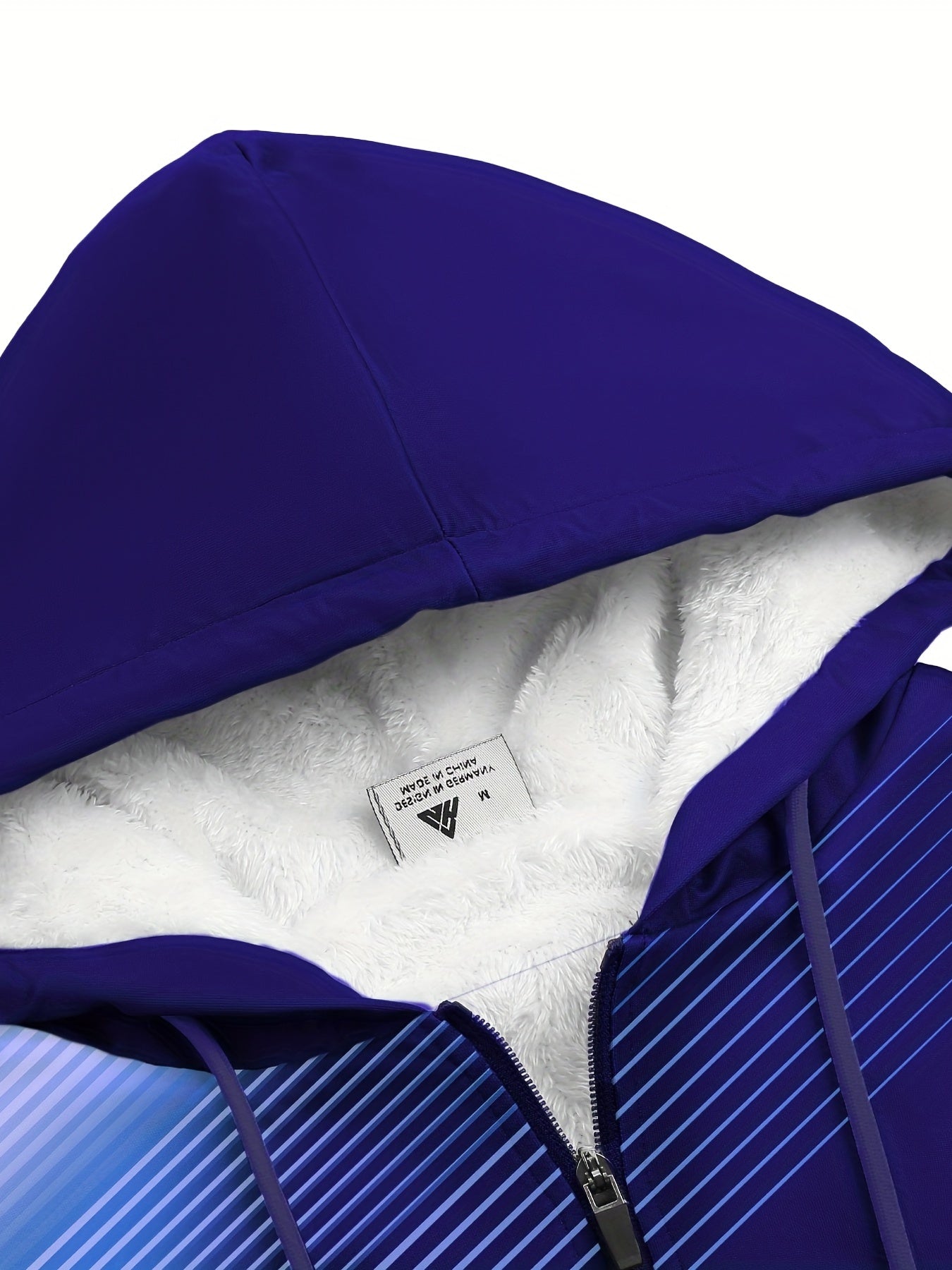 Mêska futrzana bluza z kapturem w paski