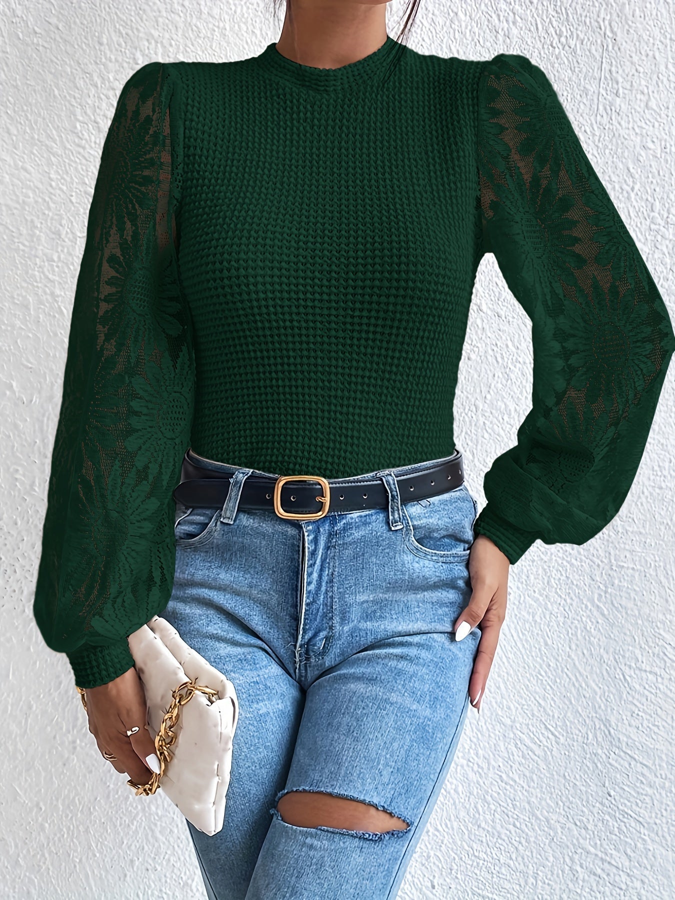 T-shirt z okrągęym dekoltem i kwiatowym nadrukiem