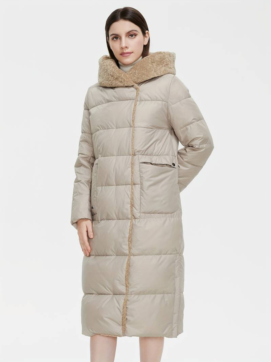 dęuga puszysta kurtka zapinana na zamek