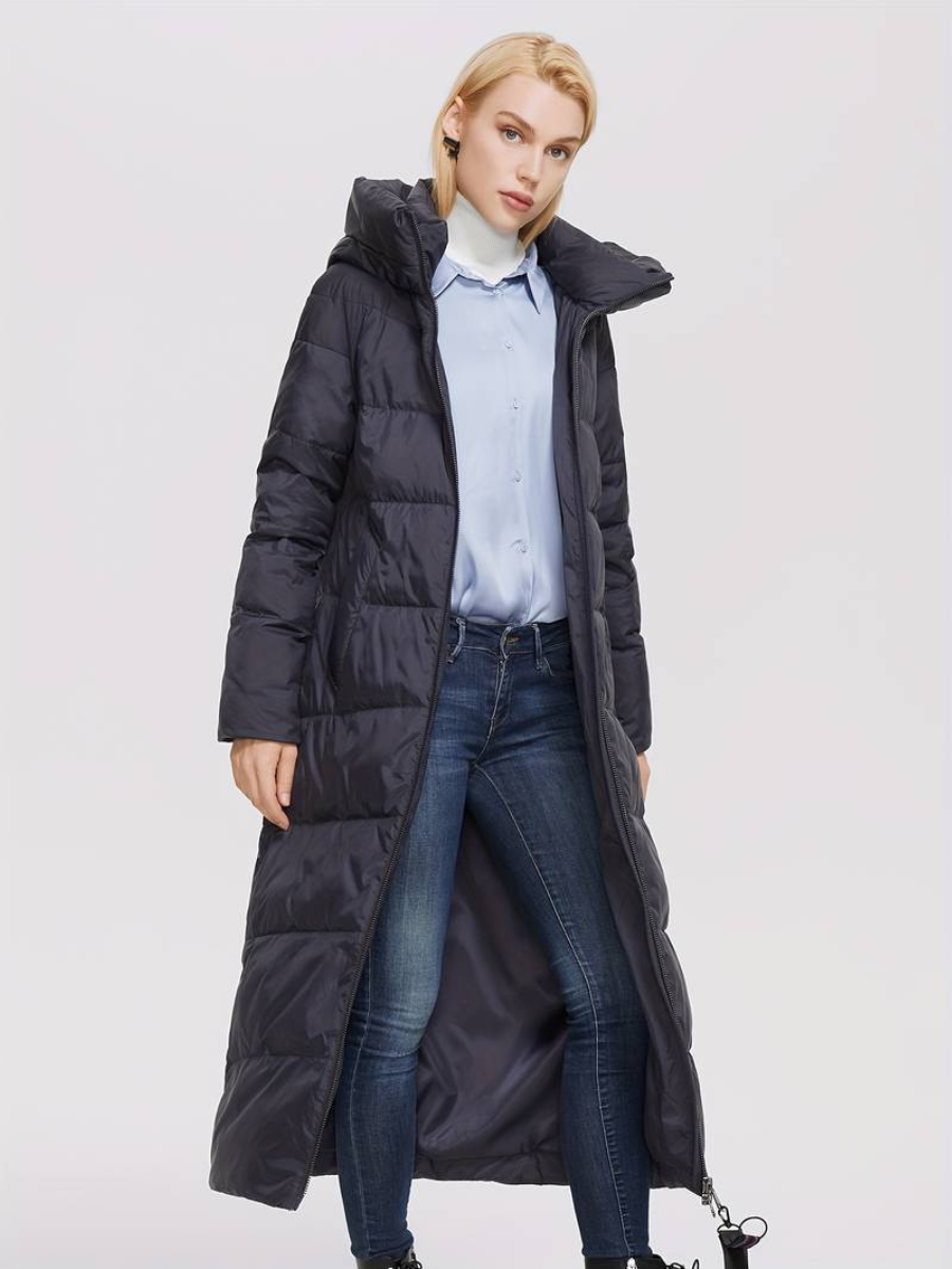 dęuga kurtka zapinana na zamek