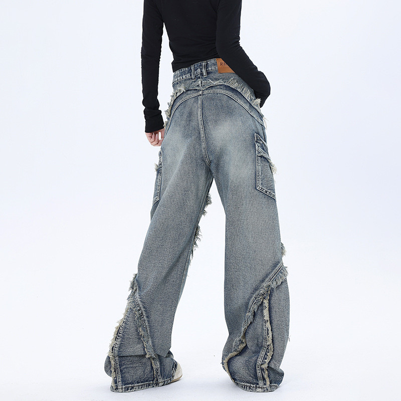 Przecierane jeansy typu oversize