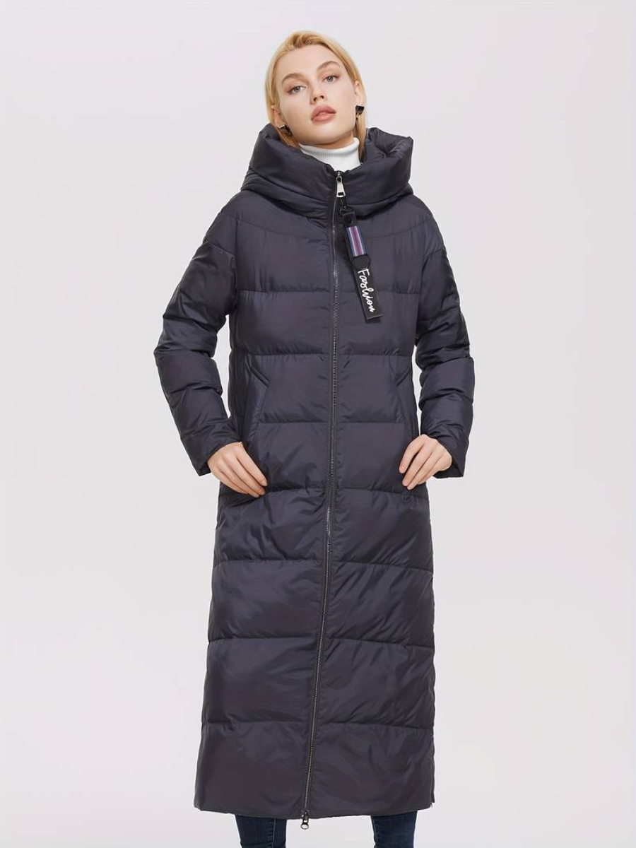 dęuga kurtka zapinana na zamek