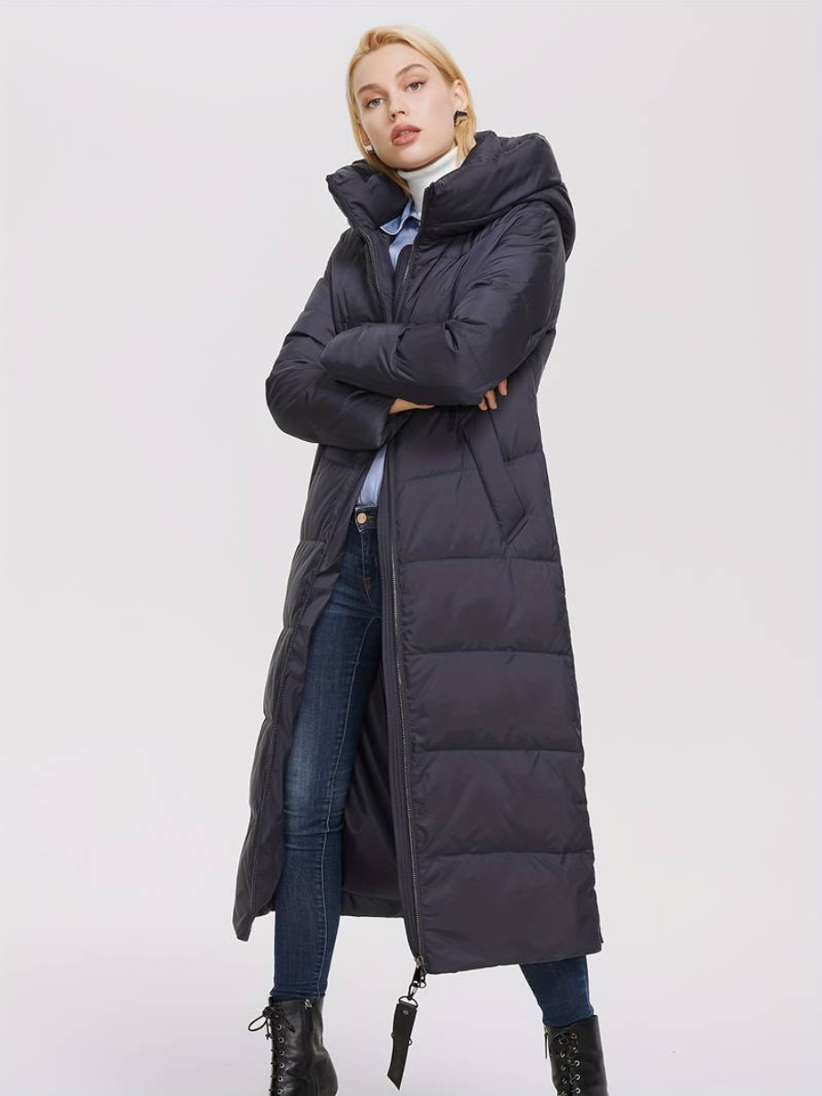 dęuga kurtka zapinana na zamek
