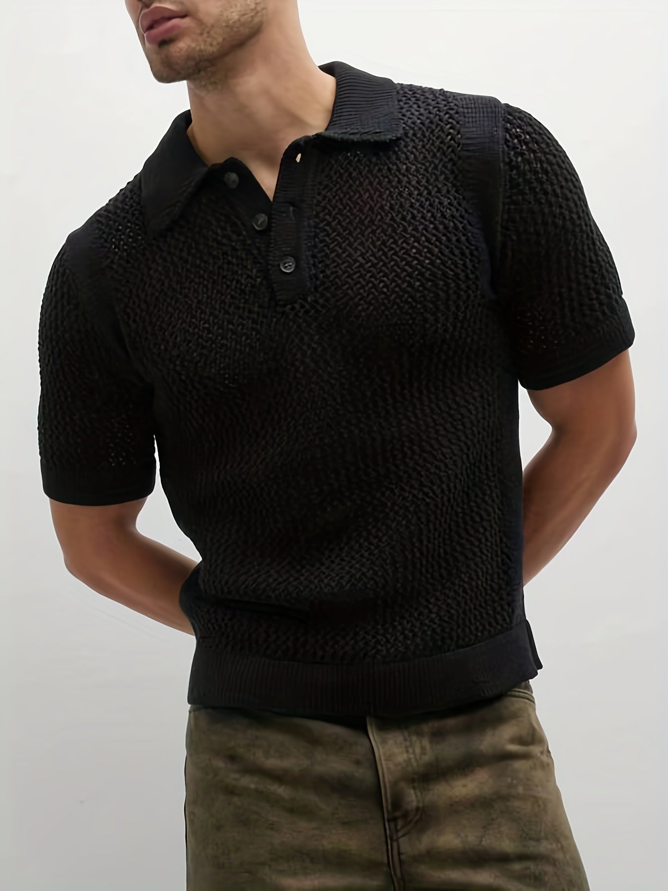 Oddychający sweter z koęnierzykiem polo