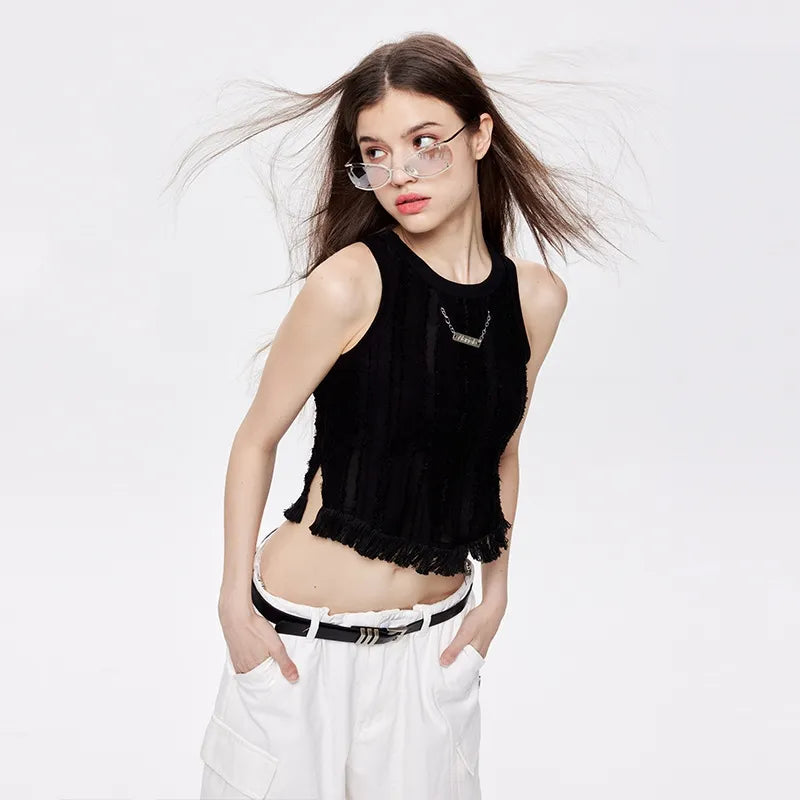 Teksturowany Top Bez Rękawów Z Paskami