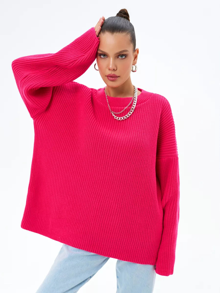 Luźny dzianinowy sweter w paski