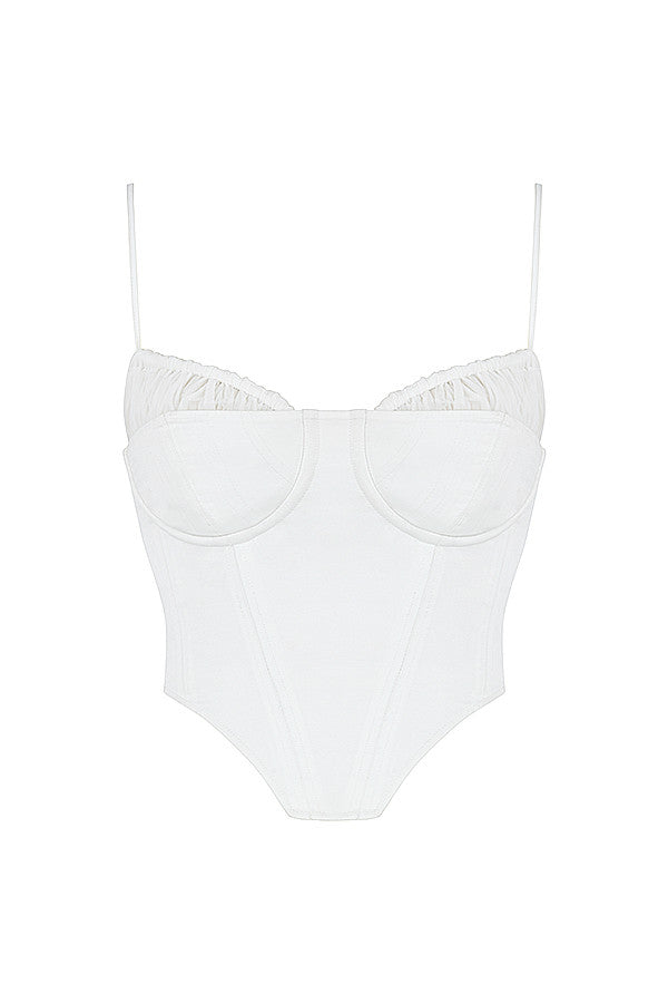 Biaęy marszczony gorset