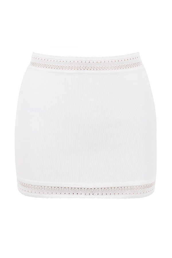 Elegancki top z dzianiny w kolorze koœci sęoniowej ze spódniczką mini