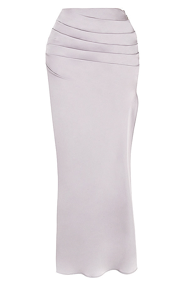 Szary gorset na fiszbinach z satynow¹ plisowan¹ spódnic¹ maxi