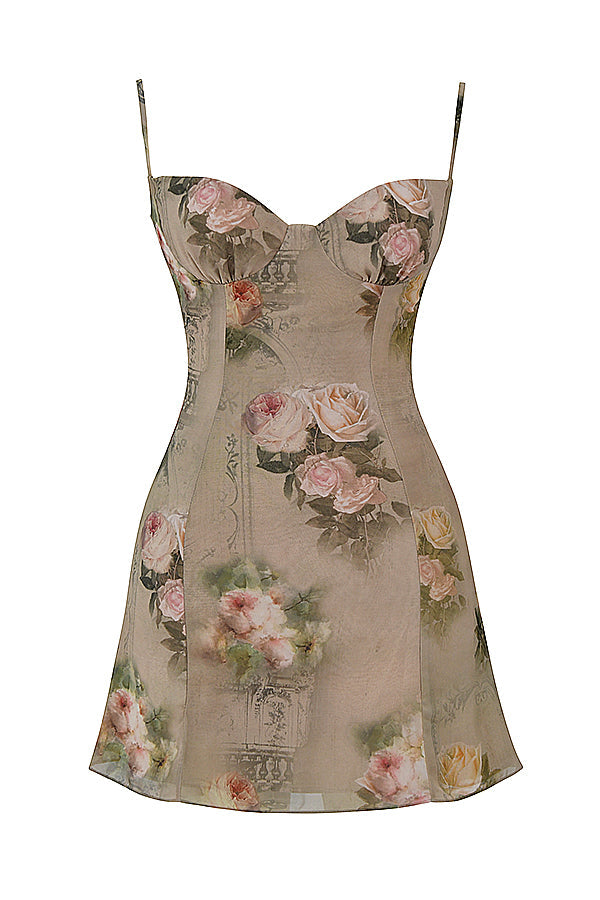 Sukienka mini w kwiaty w stylu vintage