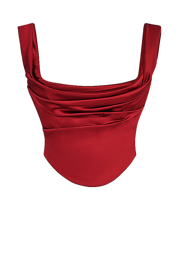 Gorset i spódnica w kolorze rubinowo-czerwonym