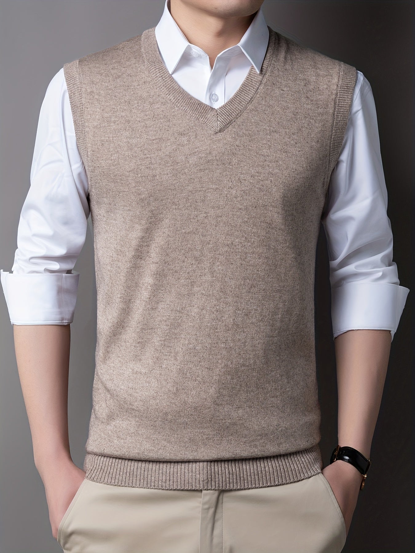 Mêski sweter z dzianiny bez rêkawów