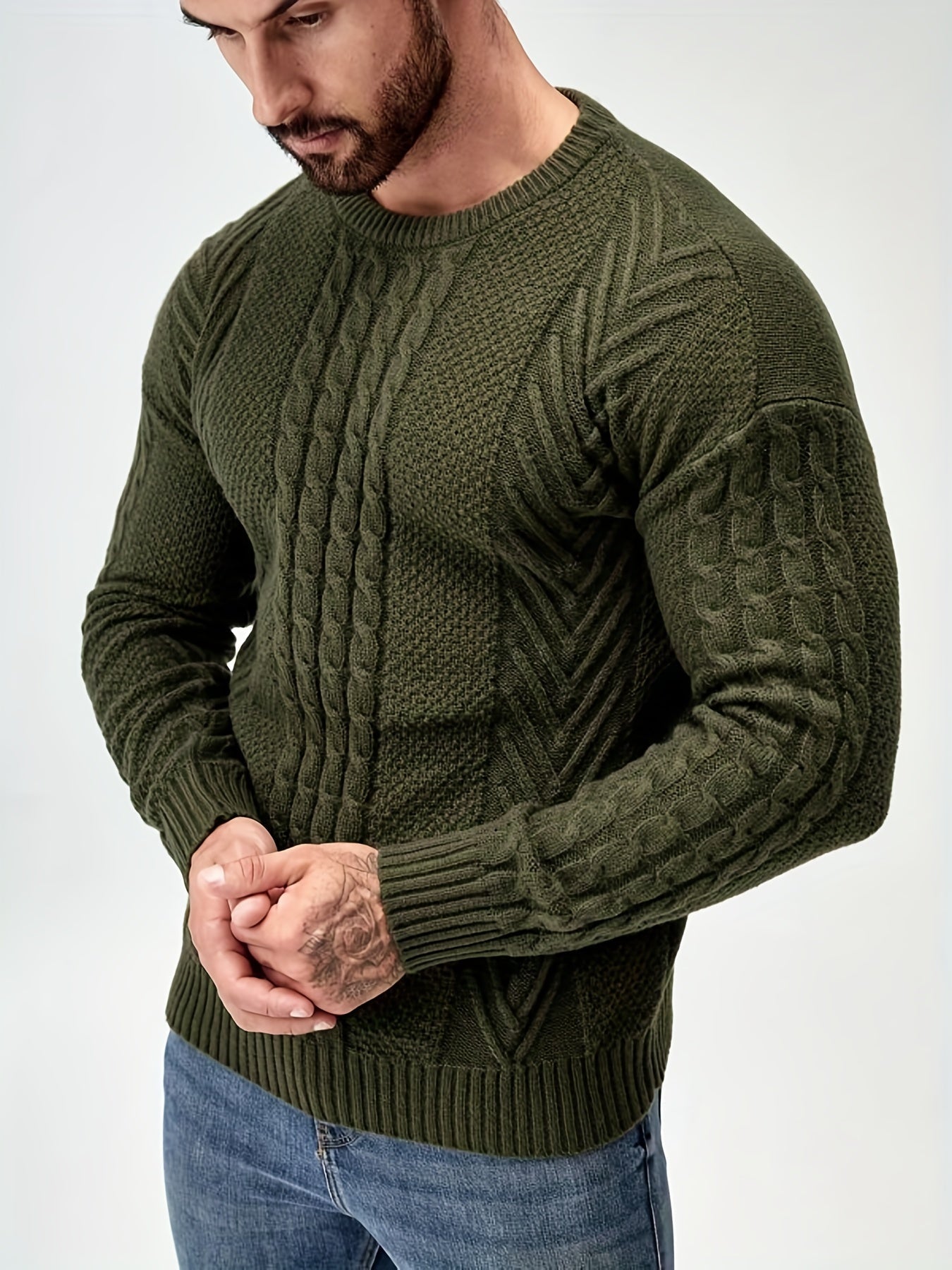 Sweter mêski z dzianiny o dużej rozciągliwoœci