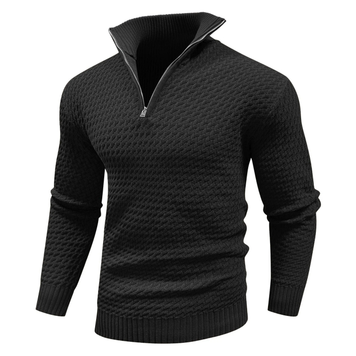 Strukturalny sweter mêski z zamkiem do poęowy