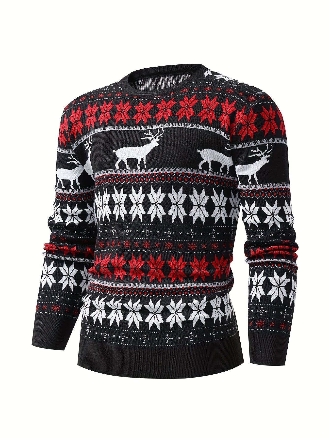 Dzianinowy sweter warkoczowy ze wzorem œwiątecznym