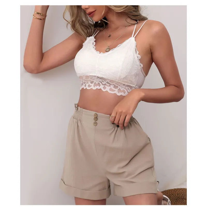 Lniane luźne spodenki w kolorze khaki