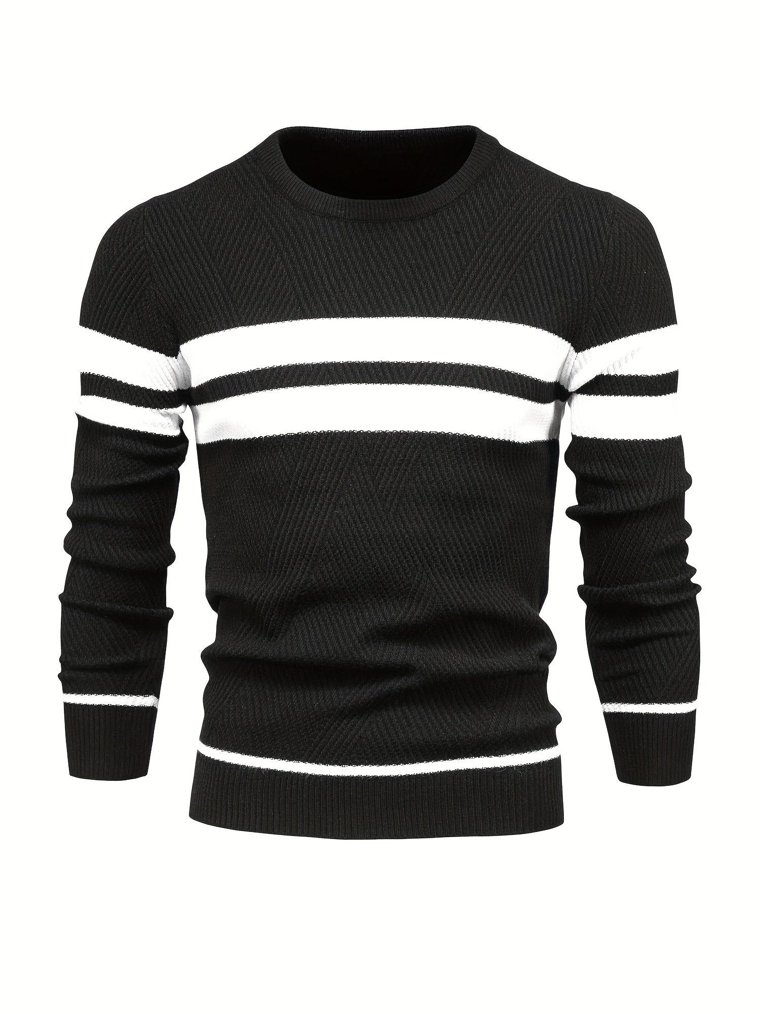 Sweter mêski z dzianiny w paski