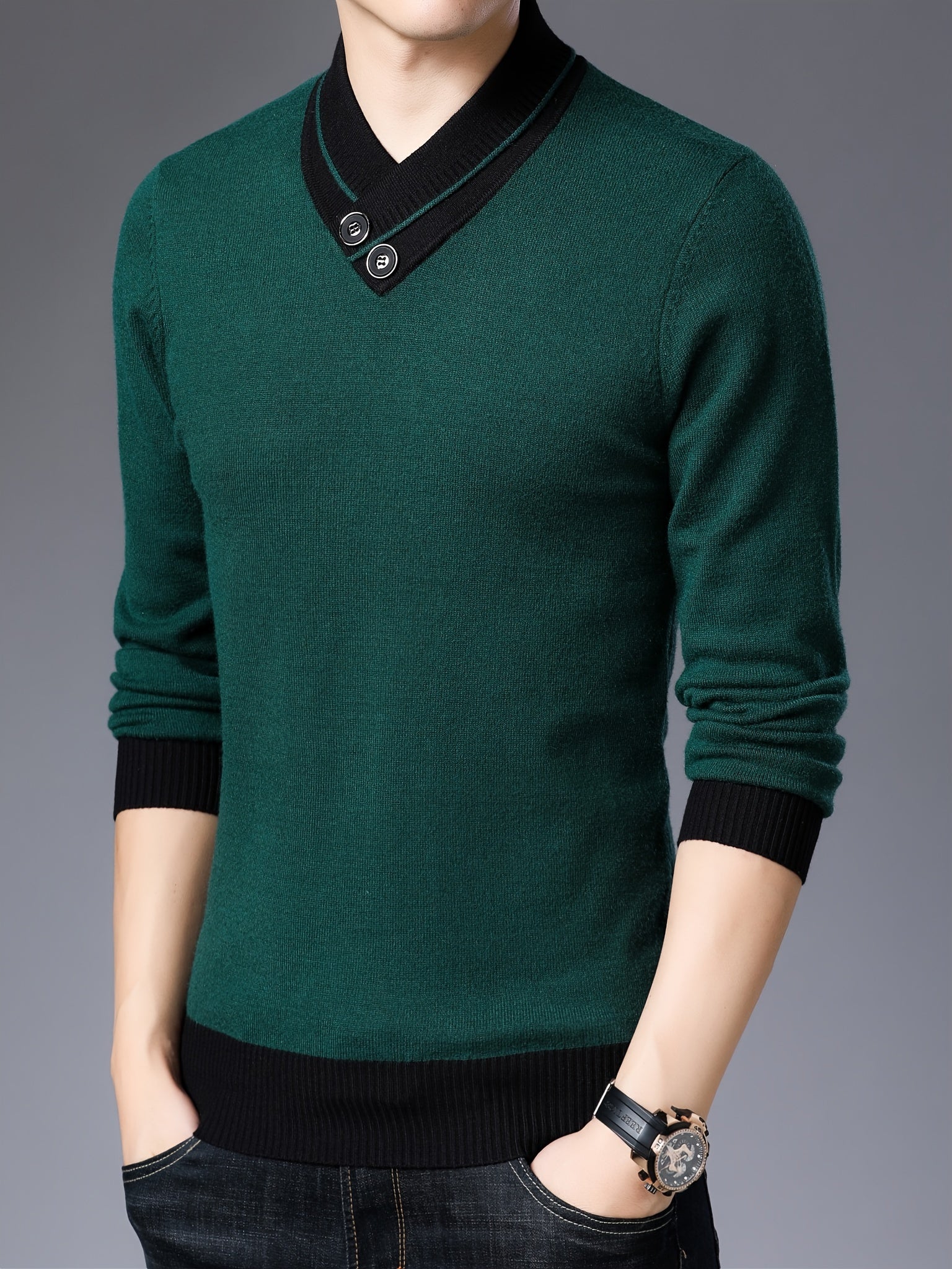Sweter mêski z szalowym koęnierzem