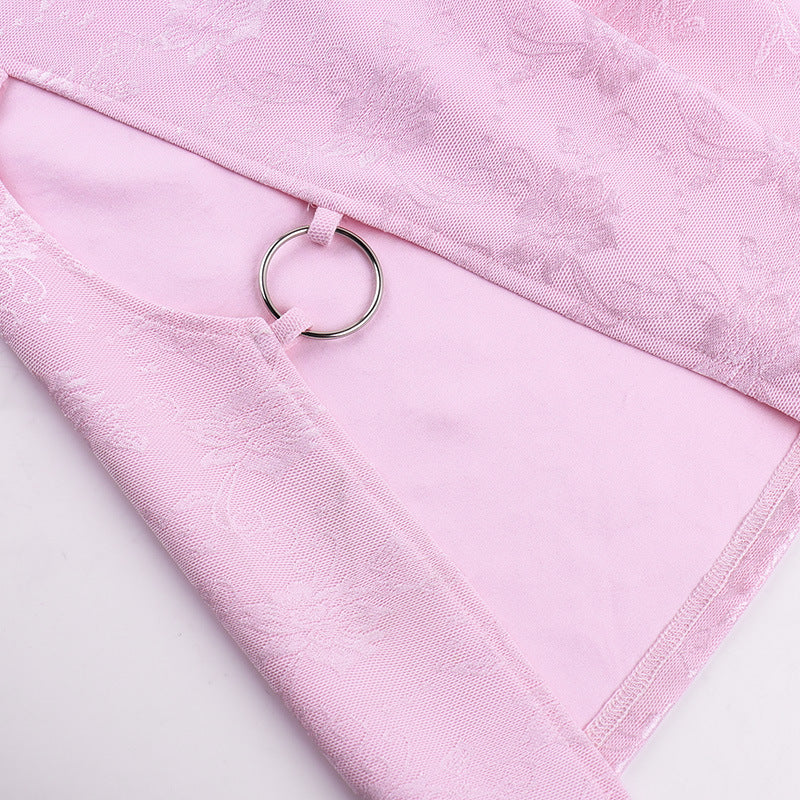 Sukienka mini z rozciêciem w kolorze pudrowego różu