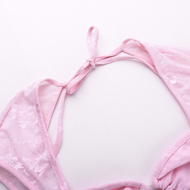 Sukienka mini z rozciêciem w kolorze pudrowego różu