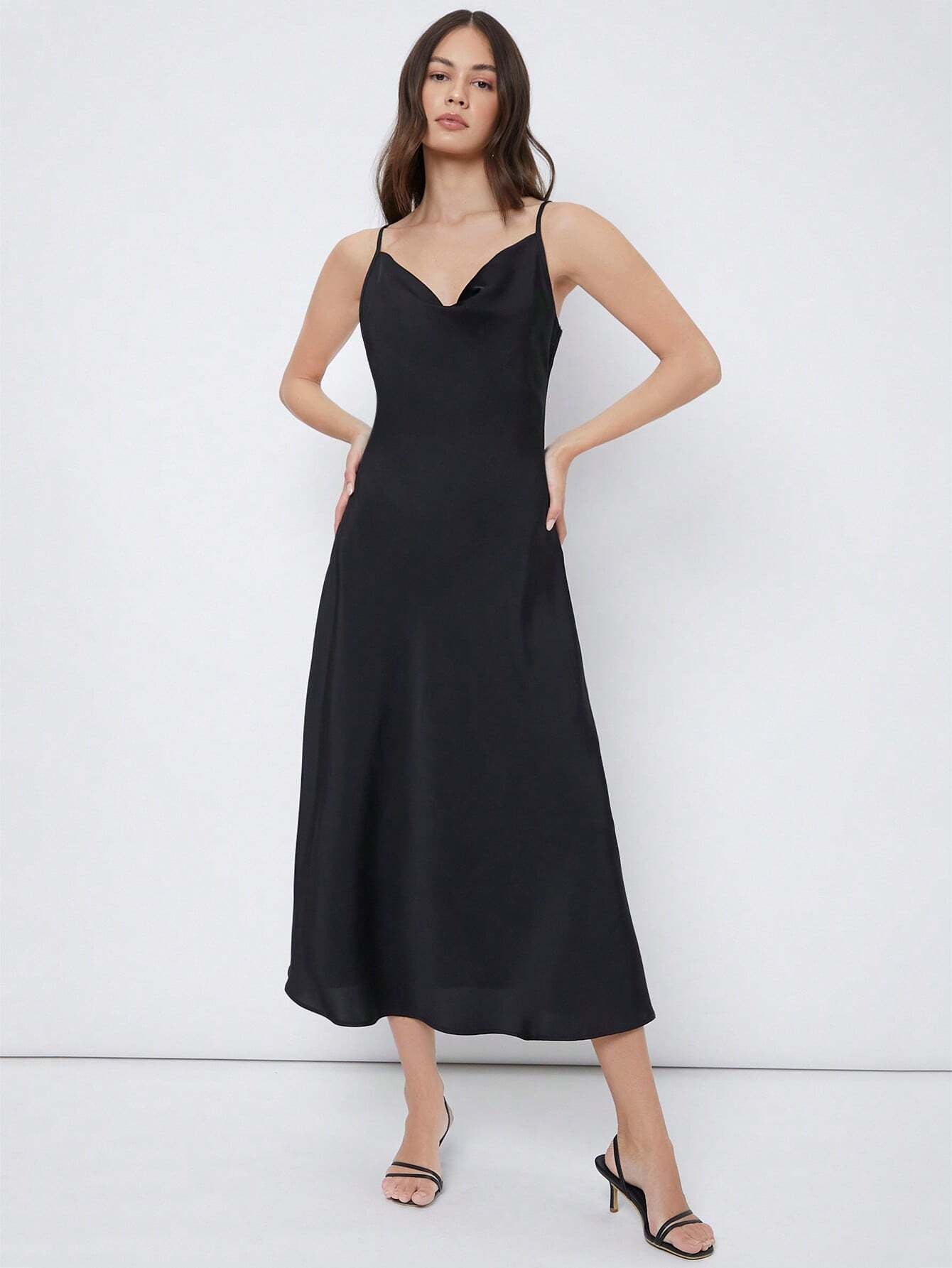 Casualowa, satynowa sukienka maxi