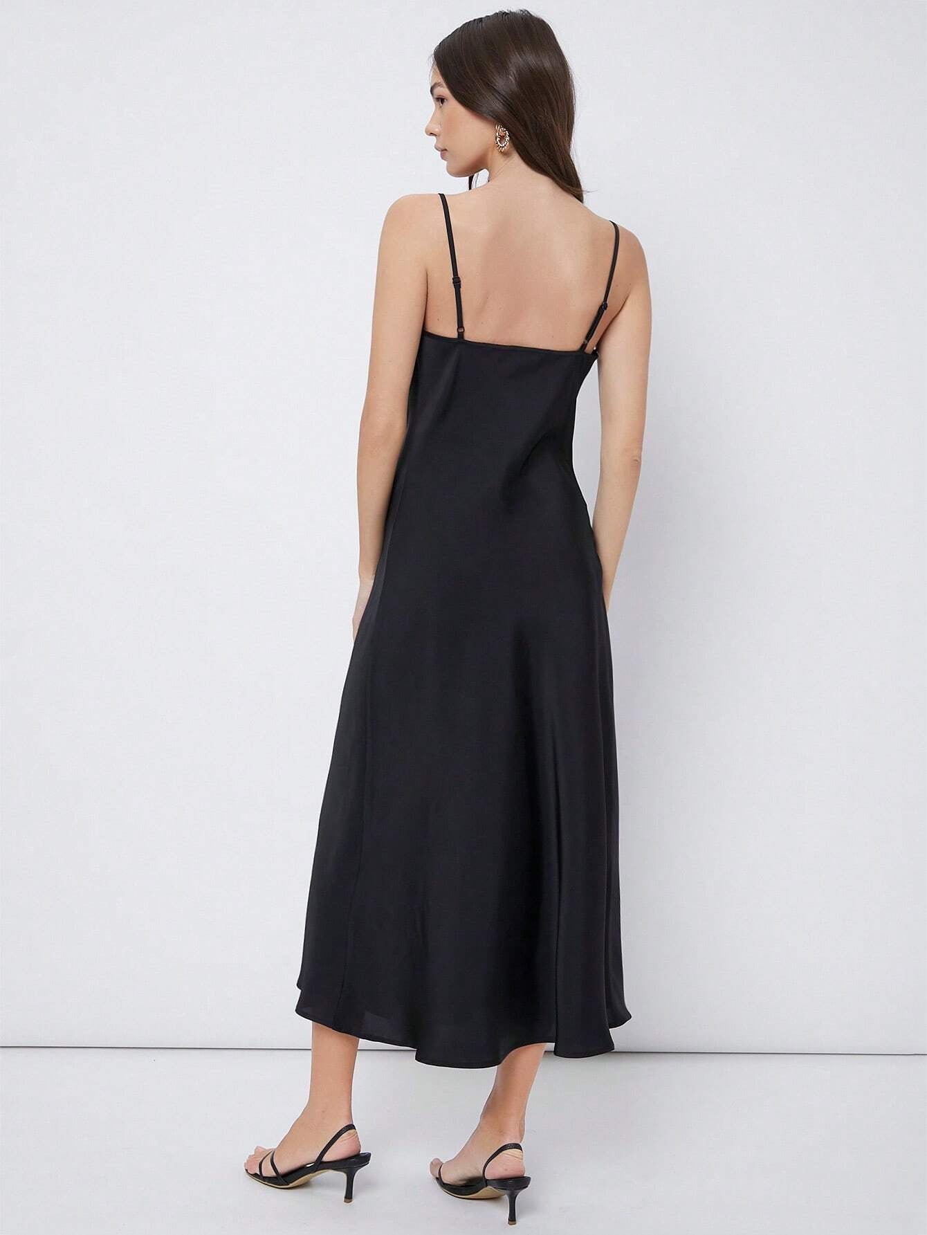 Casualowa, satynowa sukienka maxi