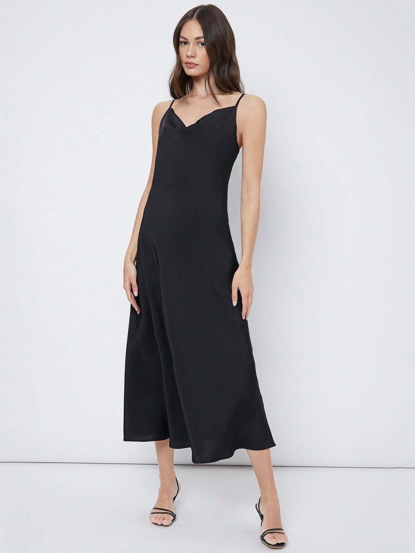 Casualowa, satynowa sukienka maxi