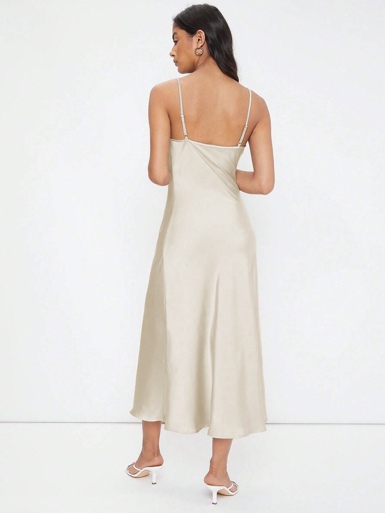 Casualowa, satynowa sukienka maxi