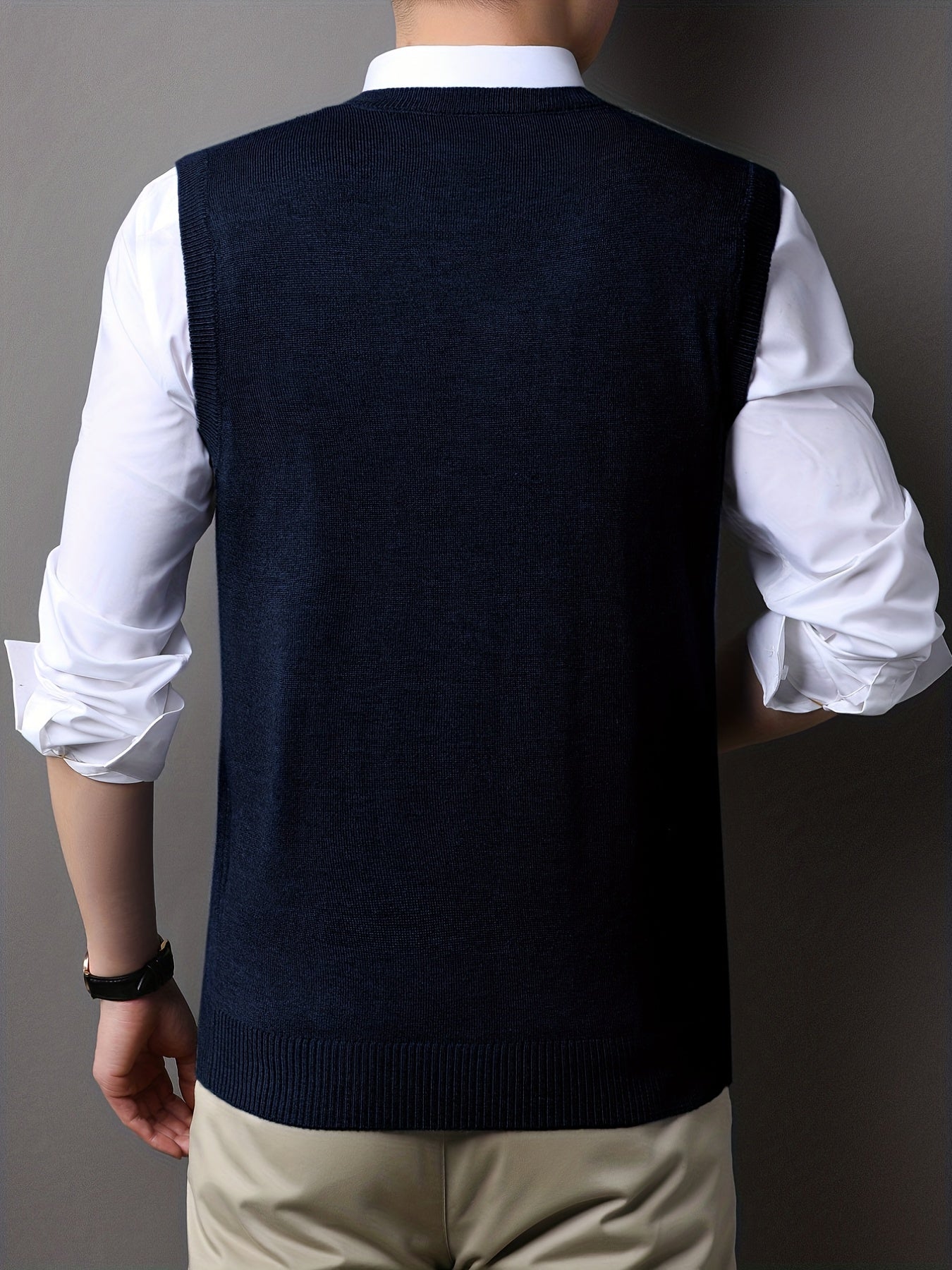 Mêski sweter z dzianiny bez rêkawów