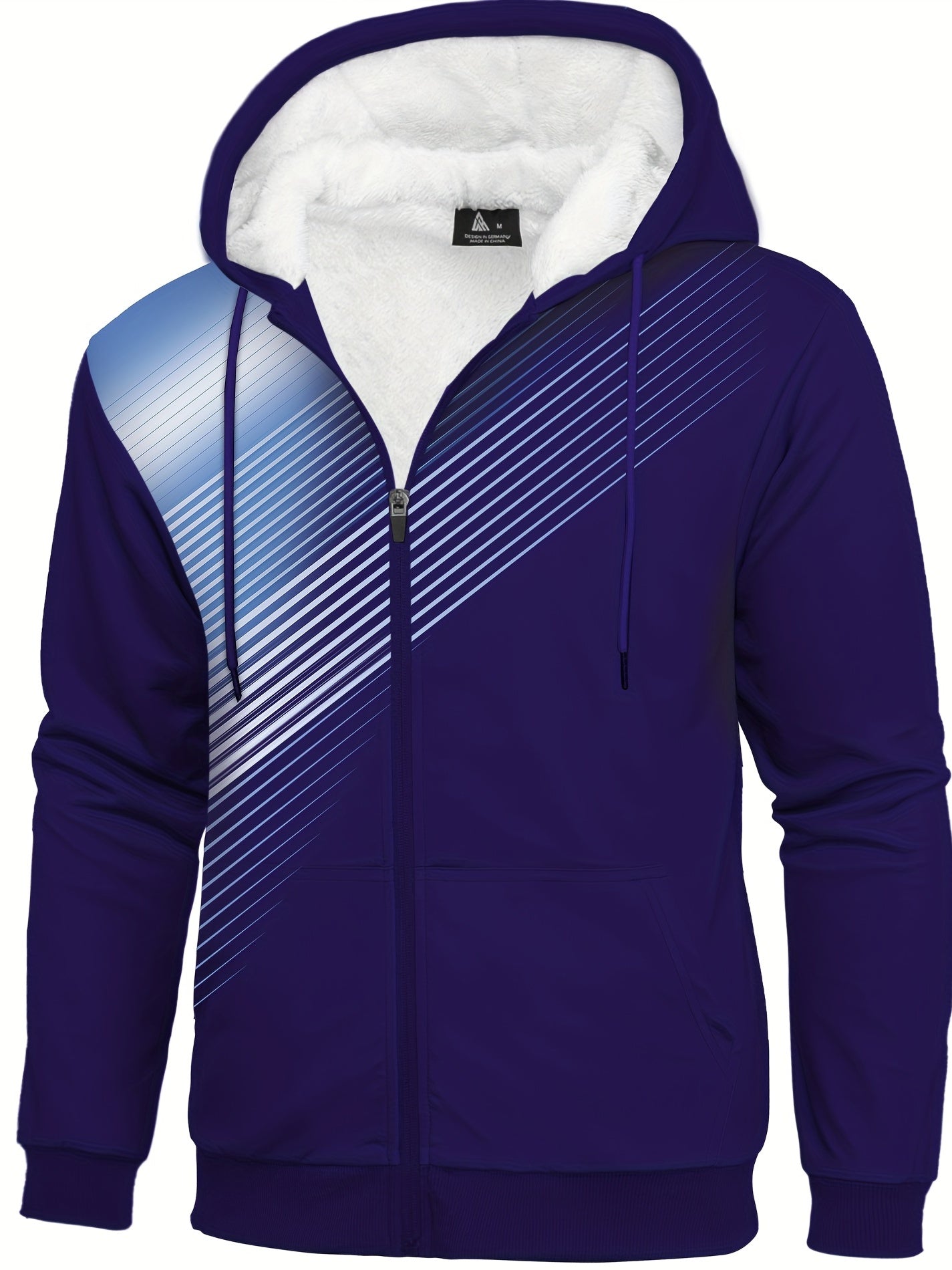 Mêska futrzana bluza z kapturem w paski