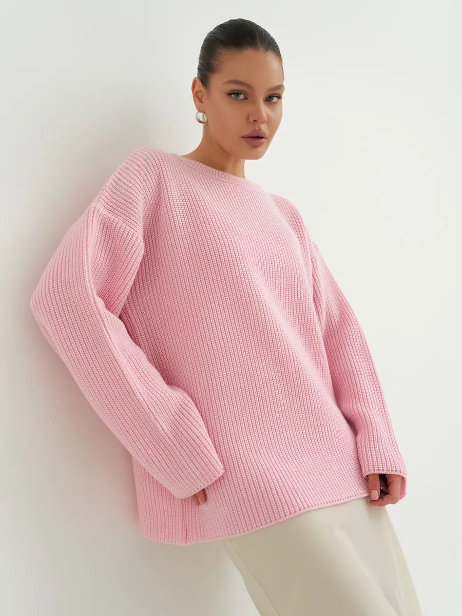 Luźny dzianinowy sweter w paski