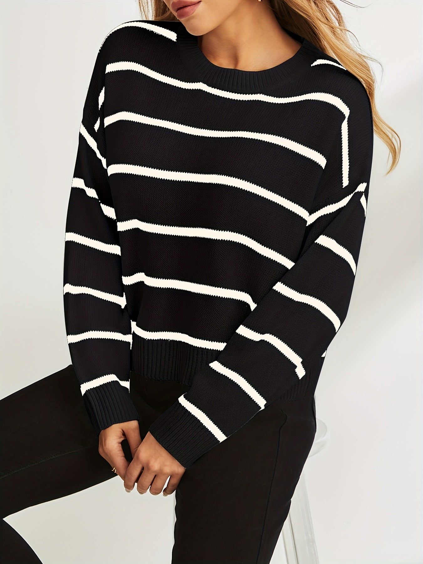 Dzianinowy sweter w paski