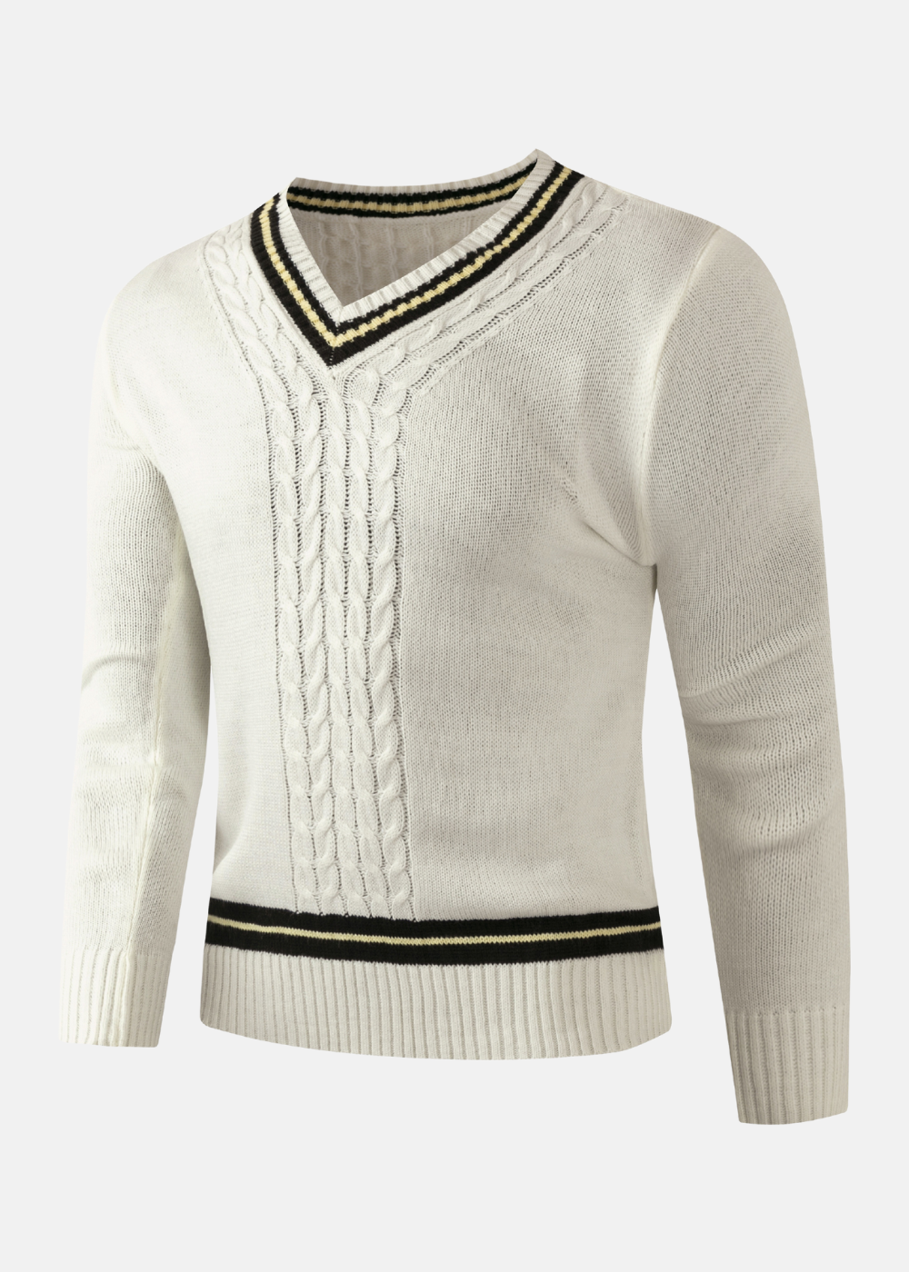 Beżowy sweter z dzianiny o œredniej rozciągliwoœci