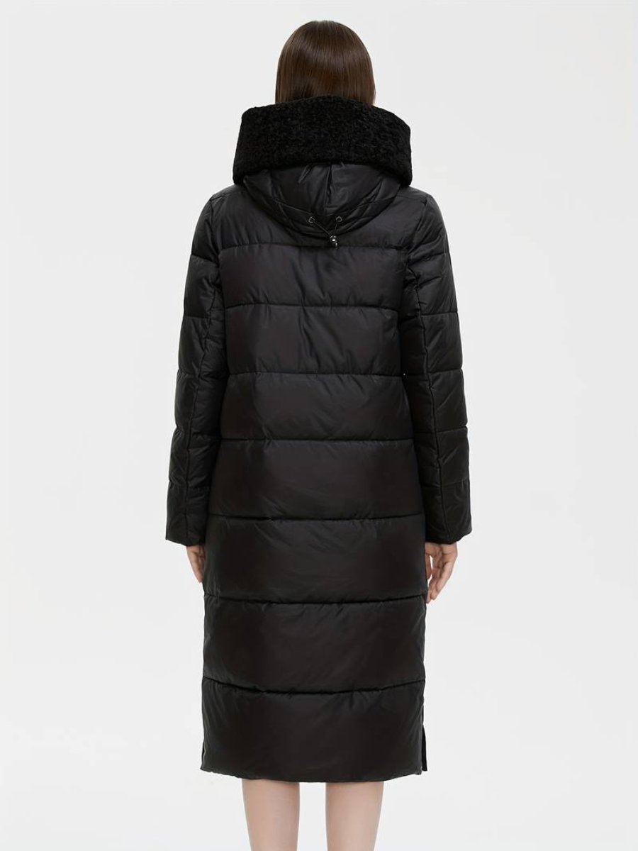 dęuga puszysta kurtka zapinana na zamek