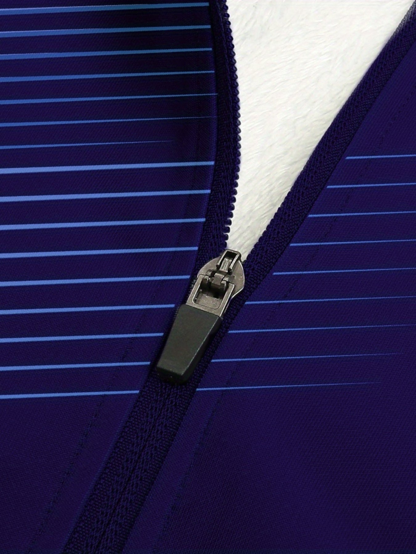 Mêska futrzana bluza z kapturem w paski