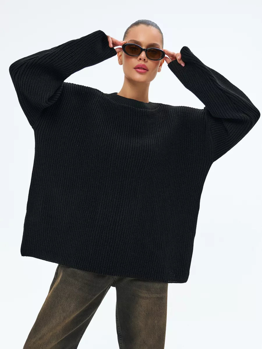 Luźny dzianinowy sweter w paski