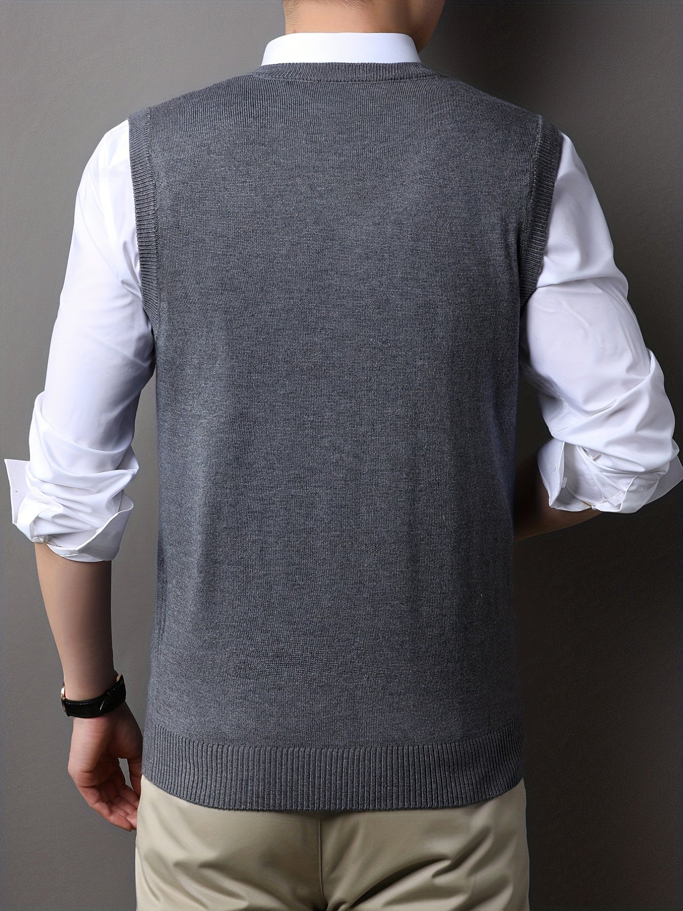 Mêski sweter z dzianiny bez rêkawów