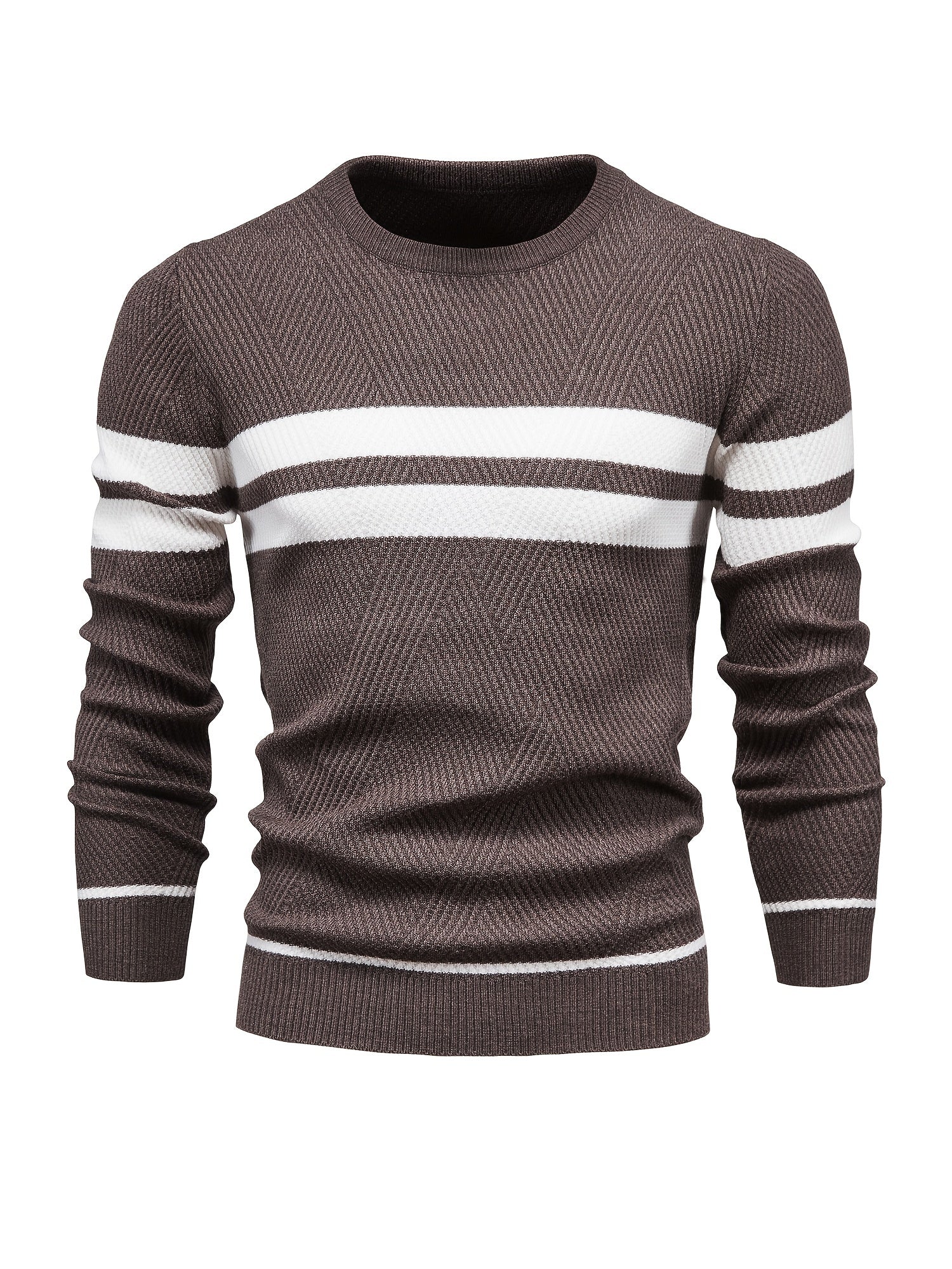Sweter mêski z dzianiny w paski