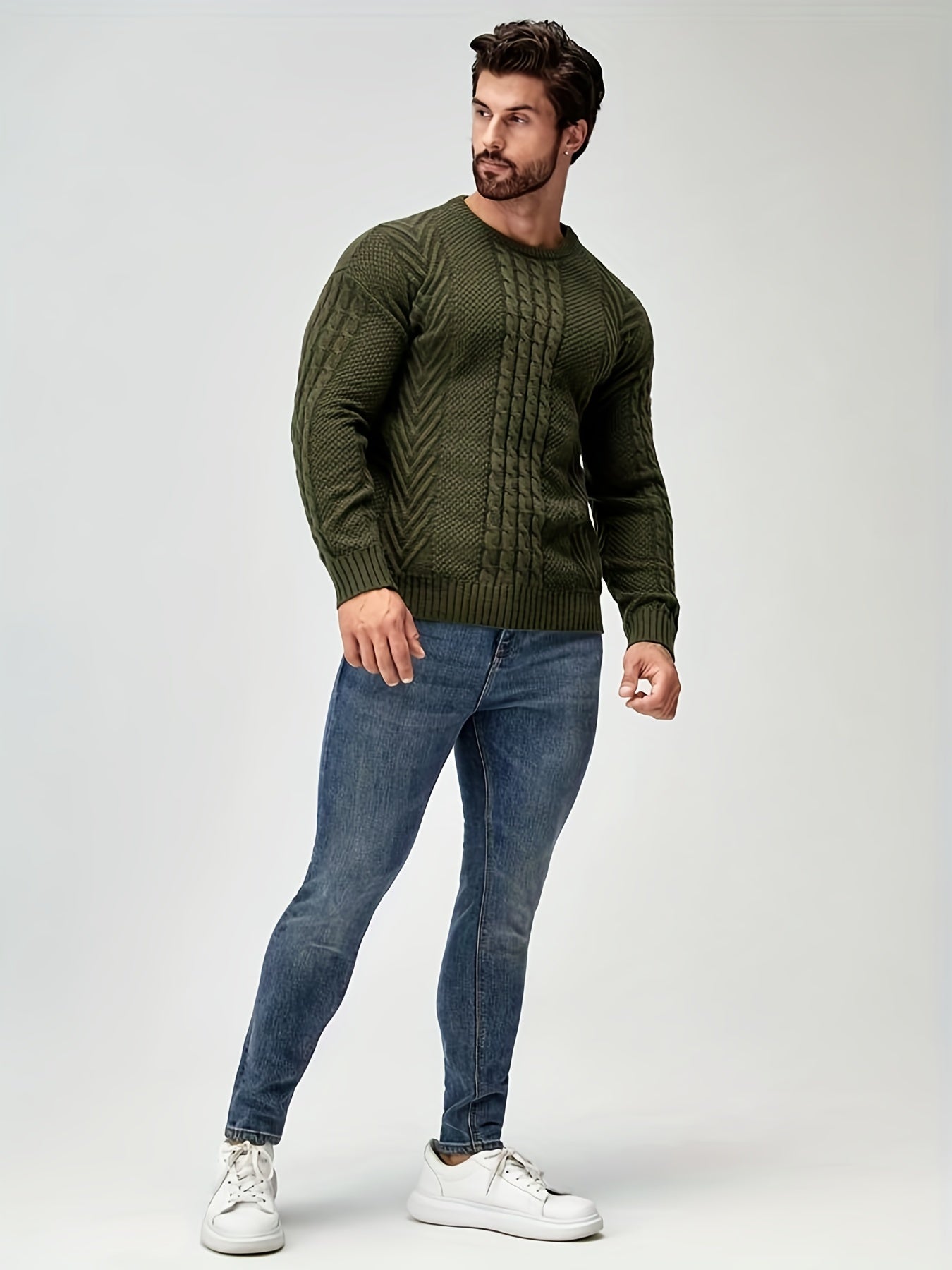 Sweter mêski z dzianiny o dużej rozciągliwoœci