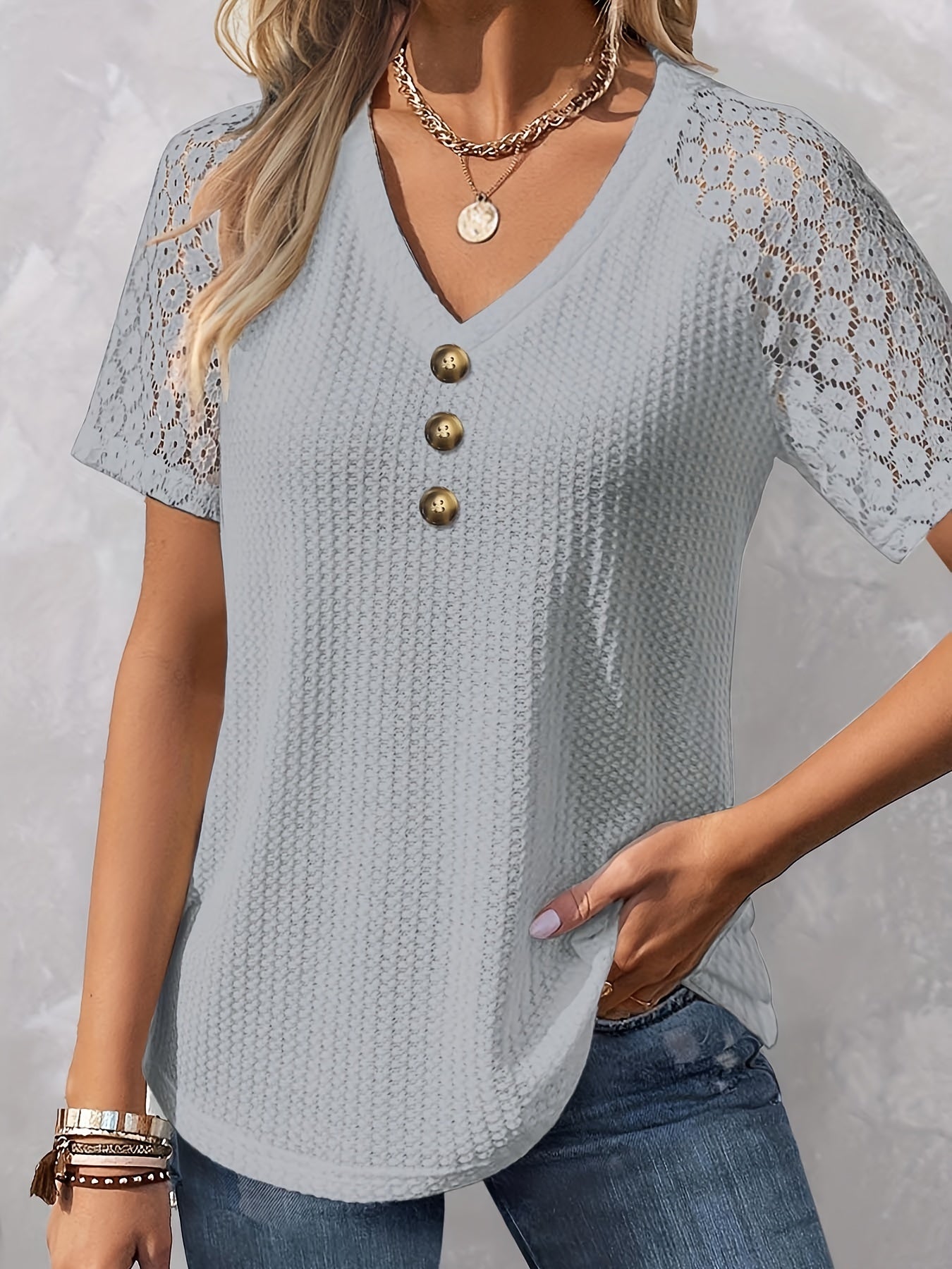 Strukturalny T-shirt damski z krótkim rêkawem