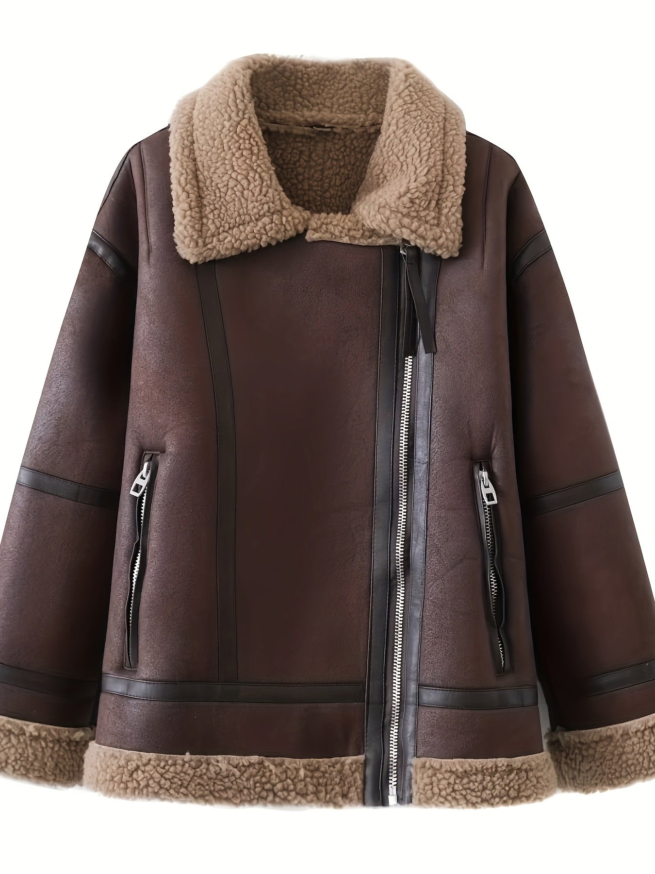 Kurtka z kontrastową lamówką i zamkiem z przodu