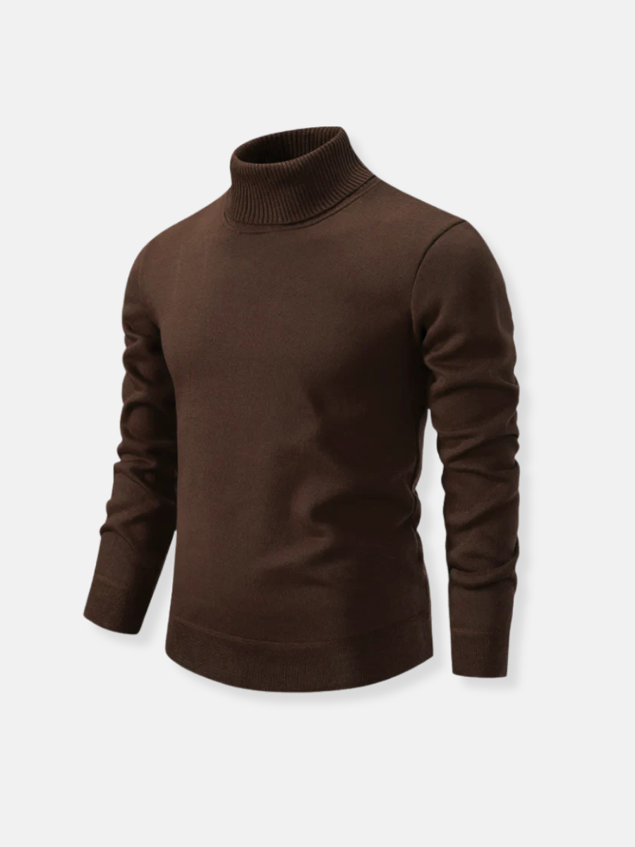 Jedwabisty sweter z golfem wykonany w 100% z weęny