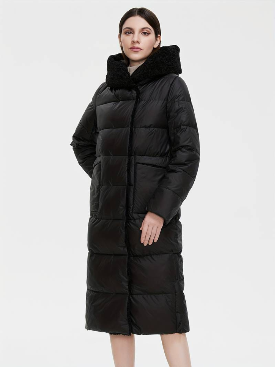 dęuga puszysta kurtka zapinana na zamek