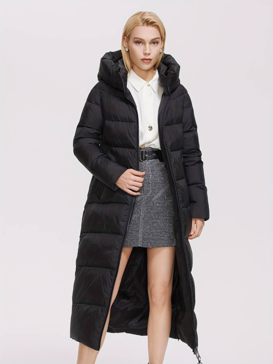 dęuga kurtka zapinana na zamek