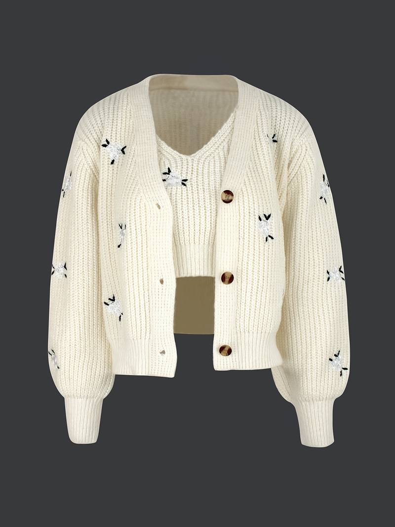 kardigan i koszula z dekoltem w ksztaęcie litery V