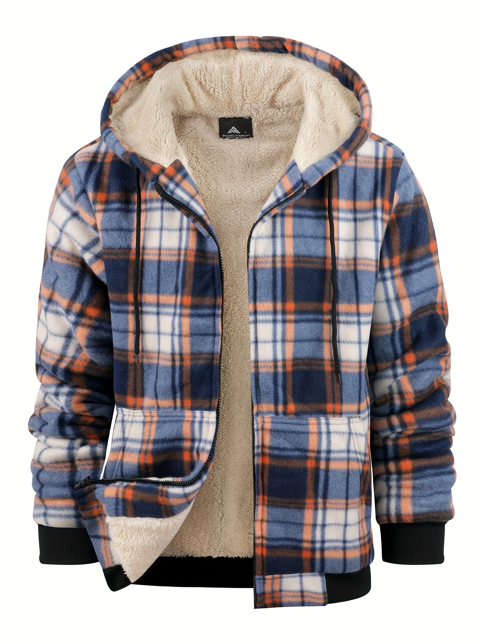 Polarowa bluza z kapturem w stylu retro z wzorem w kratkê