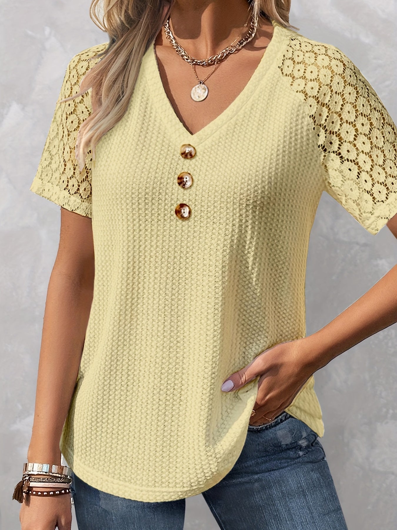 Strukturalny T-shirt damski z krótkim rêkawem