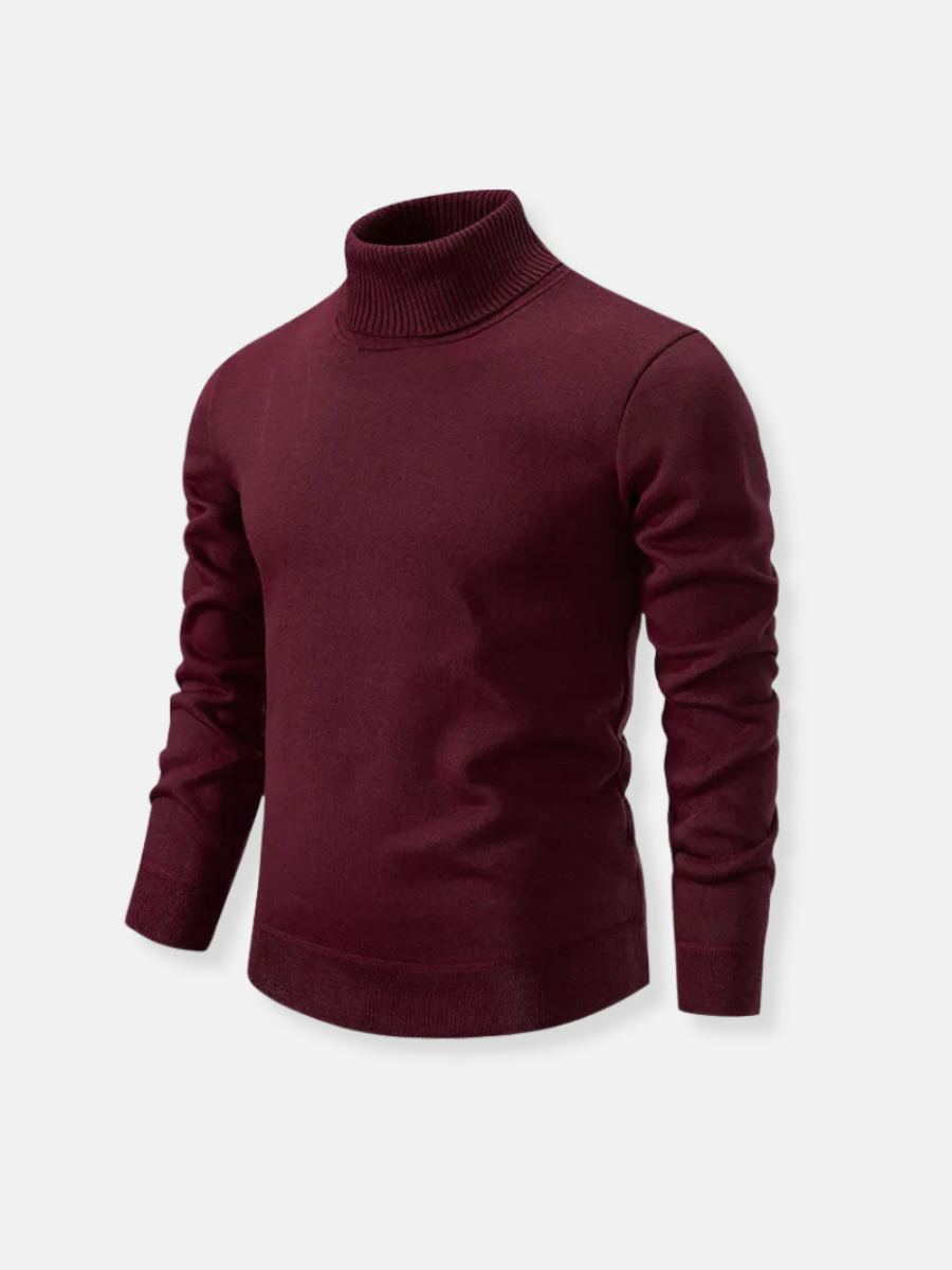 Jedwabisty sweter z golfem wykonany w 100% z weęny