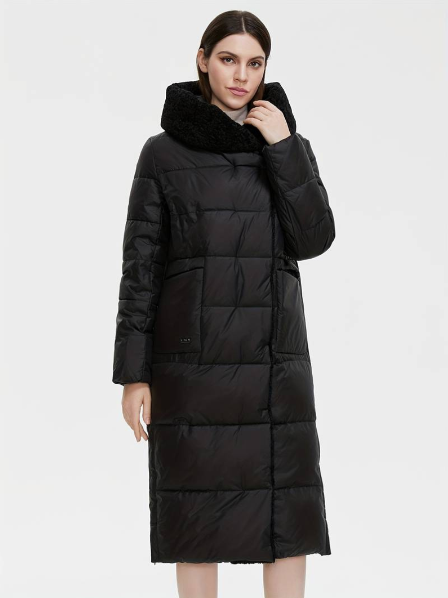 dęuga puszysta kurtka zapinana na zamek